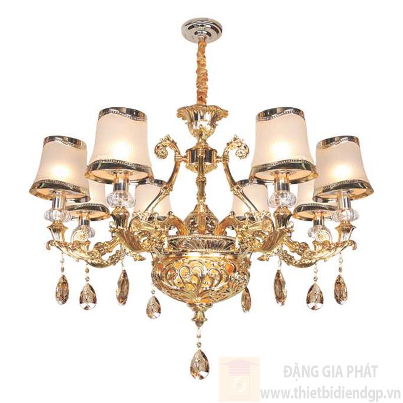 Đèn chùm nến Ø850*H700+300, E14*8 lamp, 9 large crystals K9